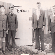 Boys outside Bethany Boys' Home in Lowelly Road, Lindisfarne
